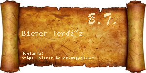 Bierer Teréz névjegykártya